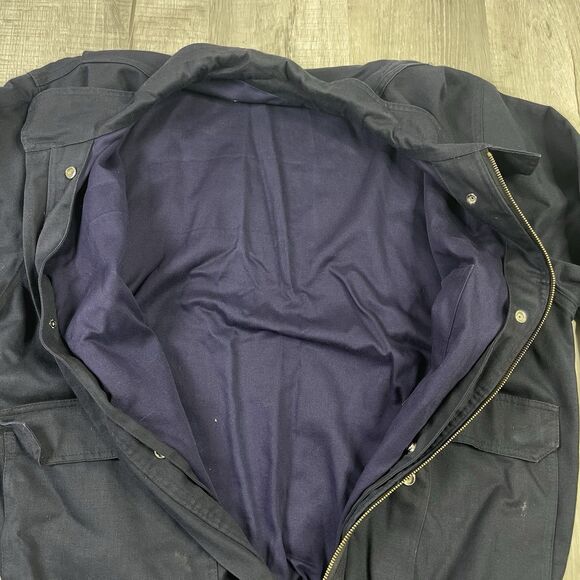 Bulwark FR Men's Large Long Flame Resistant Navy Lined Bomber Jacket Full Zip X - Picture 11 of 12